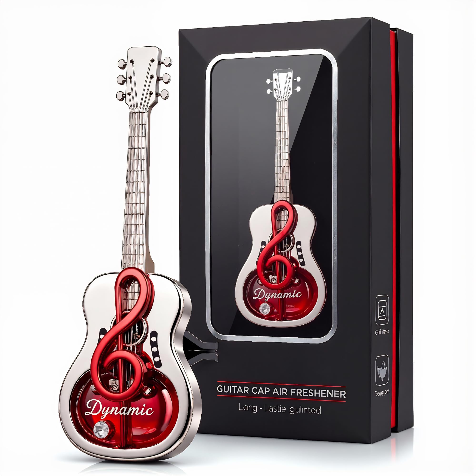 DETACHI Car Air Freshner, Guitar Shape 2 in 1 Dashboard & AC Vent, Metal Finish Automotive Car Diffuser Dashboard Ornament, Long Lasting Fragrance - (Random Color, 11.8X6.8X3CM)-image-24