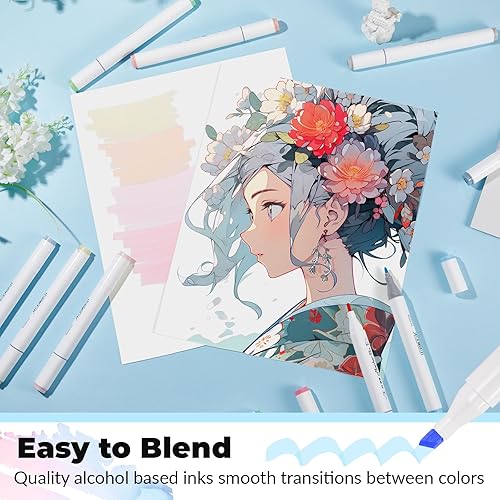 Miniatura 5 de Sayglossy 48 Pcs Pastel Markers Alcohol Markers Double Tipped Refillable Sketch Art Pastel Alcohol Markers Chisel and Fine Tip Markers for School