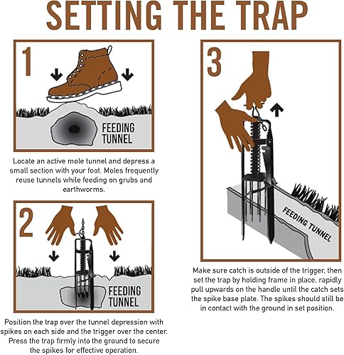 Miniatura 4 de YARDDOG Trampa para topos estilo émbolo de mordida  Trampa para topos de acero duradero de grado comercial para césped, trampa de captura rápida