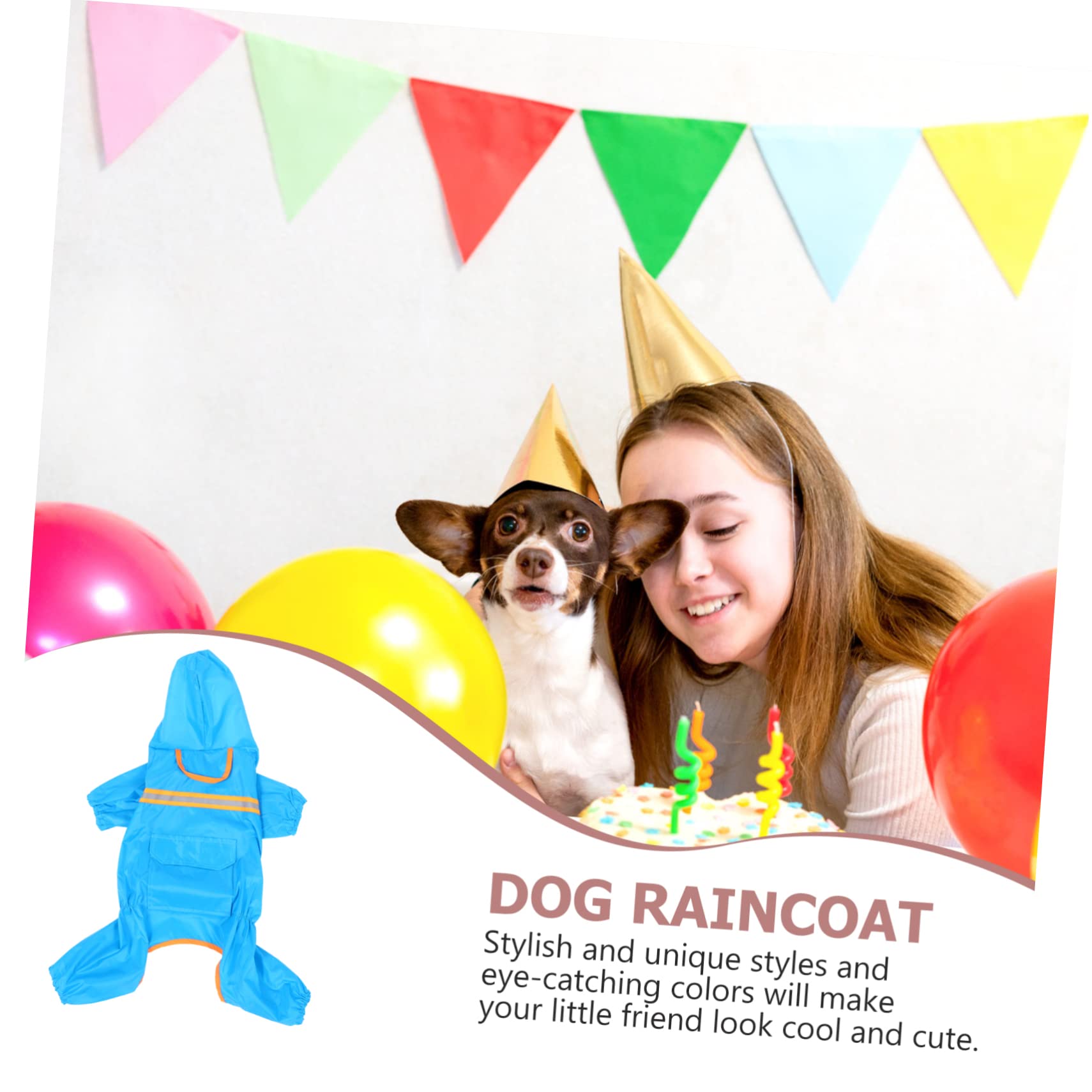 Abaodam Reflective Hooded Dog Raincoat Lightweight Pet Clothes Breathable Poncho for Comfortable Outdoor Use for Bad Weather