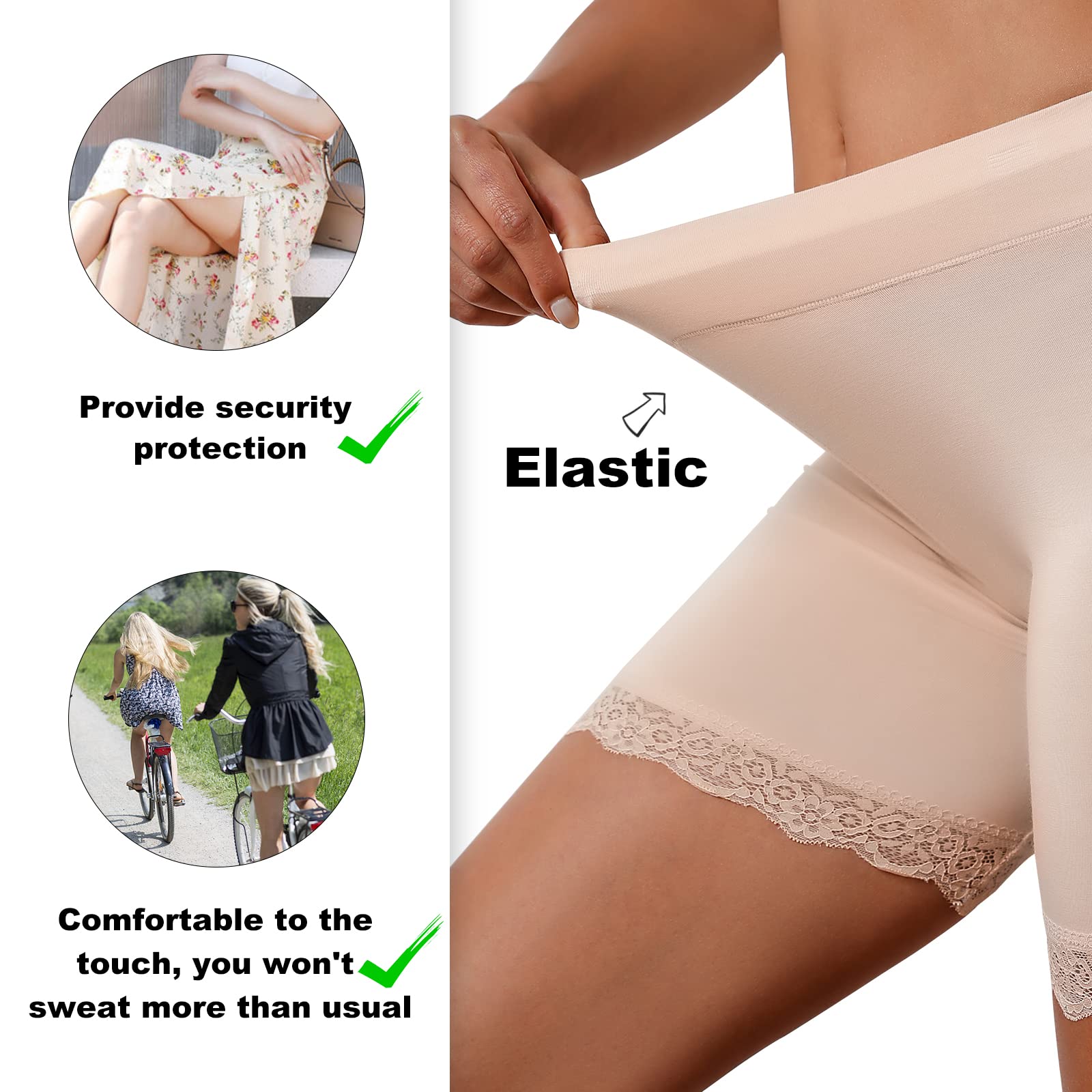 Voqeen Braguitas Mujer Básico Largos Pantalones Cortos de Algodón Antirozaduras Talle Alto Culotte Bragas de Pierna Larga Bóxer Suaves Calzoncillos de Yoga para Ciclismo