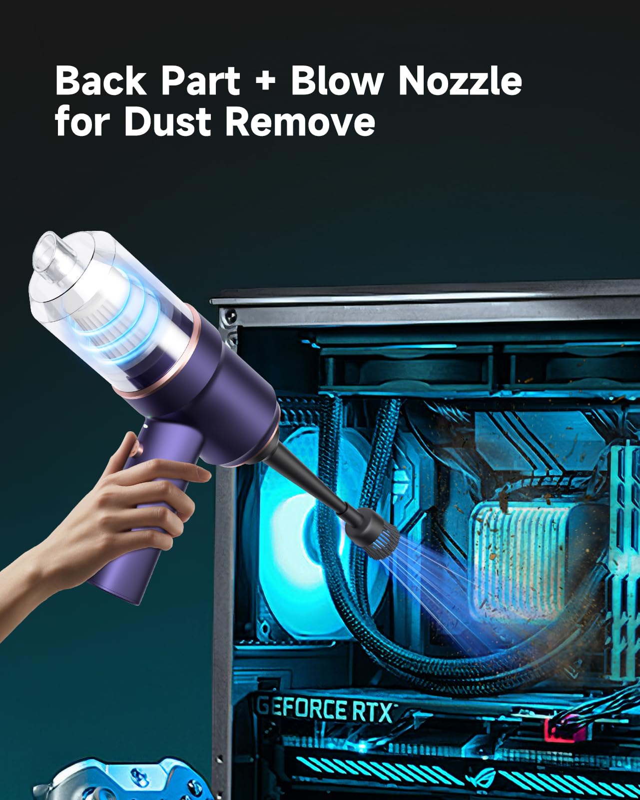 ArCodivei Handheld Vacuum Cleaner with LED Light, 9000 PA Portable Car Vacuum Cleaner Cordless, 120W Powerful Small Vacuum Cleaner for Home, Car, Office, Pet Hair, Rechargeable, DC Motor, Blue