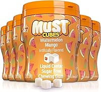 Vista 1 de Elite Must Watermelon Mango - Goma de mascar sin azúcar, 2 onzas (paquete de 6) Cubos de goma de mascar con centro relleno de líquido