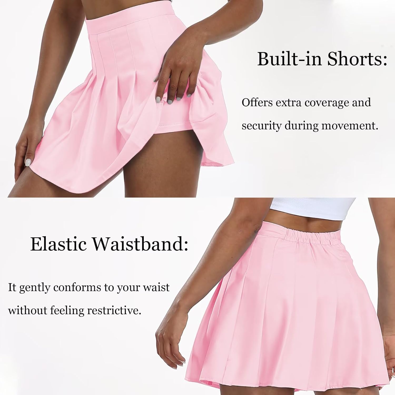 Pleated Skirt for Women Cheer Skort High Waisted Tennis Skirts with Shorts image 5