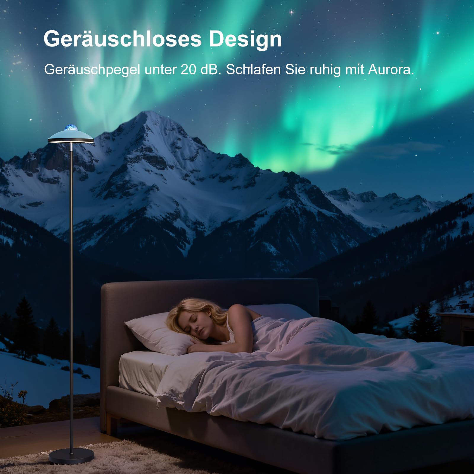 DUSKTEC 3-in-1 Stehlampe mit Galaxy Star & RGB Aurora Projektor, magnetischer Fernbedienung & Touch-Steuerung, 1400 lm, 3000K-6000K einstellbares Weiß, 10%-100% dimmbar für Wohnzimmer, Schlafzimmer