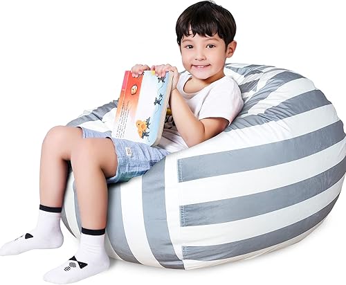 Miniatura 126 de Lukeight - Puf de almacenamiento de animales de peluche para niños, con cremallera para organizar habitaciones de niños pequeños y niños (terciopelo