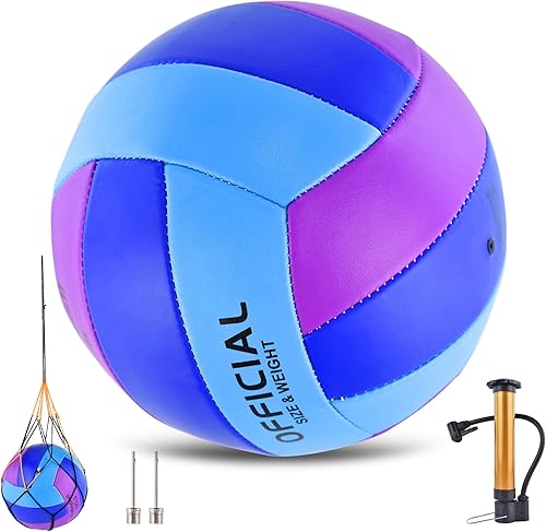 Volleyballs Official Size 5, Waterproof Soft Bulk Recreational Volley Balls with Pump and Net Bag for Indoor Outdoor Beach Pool Water Sand Game