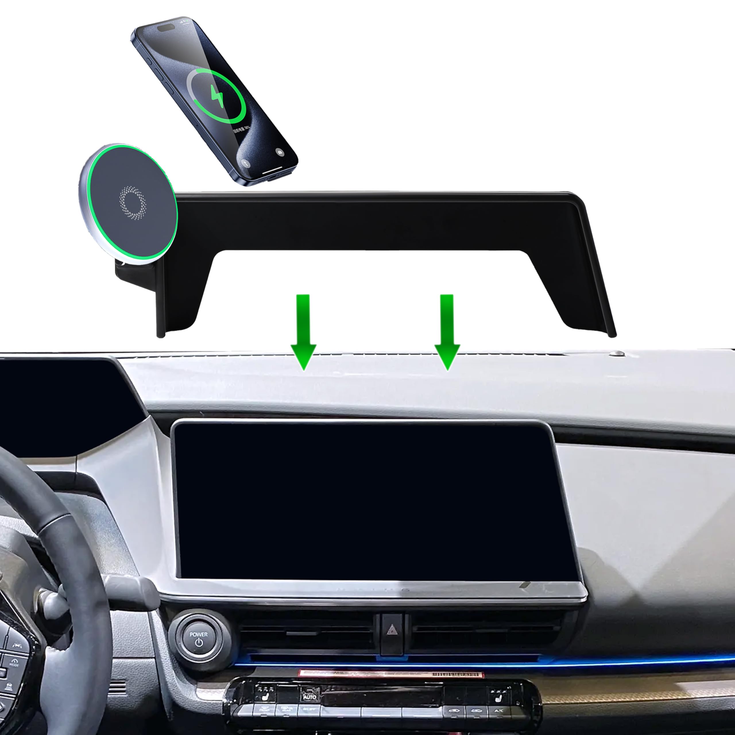 Samochodowy uchwyt na telefon do 2023 2024 Toyota Prius akcesoria 15 W szybka bezprzewodowa ładowarka ekran stały klips uchwyt na telefon komórkowy bez użycia rąk obrót o 360 stopni (12,3