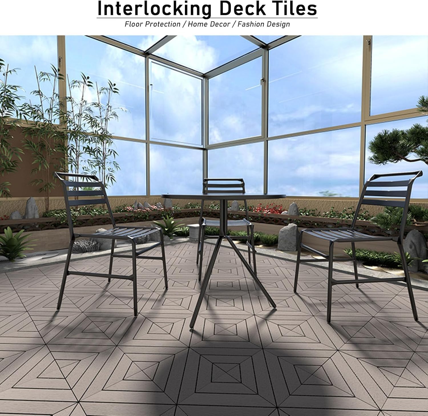 Piastrelle ad incastro per patio – Pavimento in plastica per esterni per giardino e cortile – Soluzione decorativa per vialetti