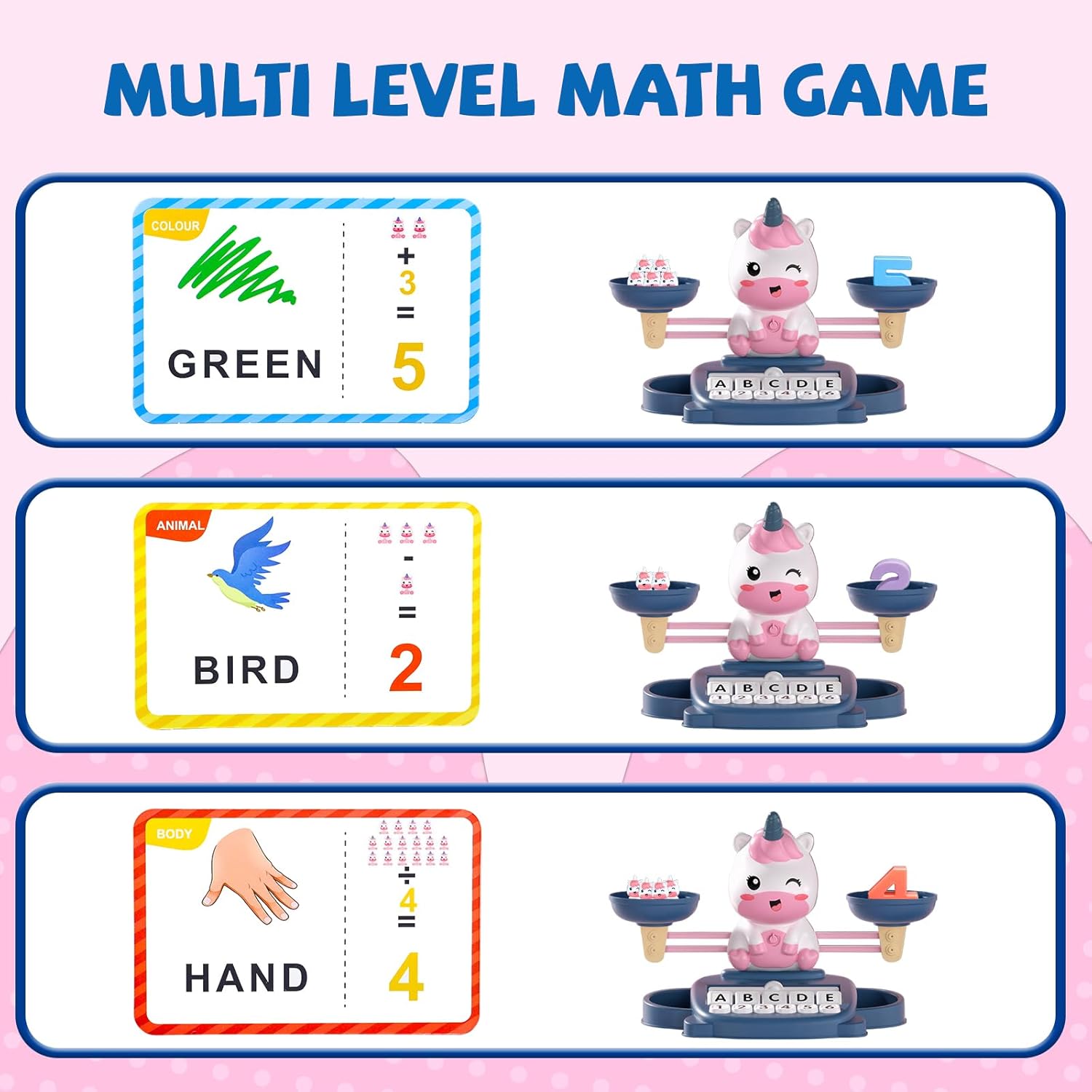 Snugzy Unicorns Balance Counting Toys Math Game Montessori Toys Learning Games for Kids Educational Toy Gifts for Boys Girls Age 5-7