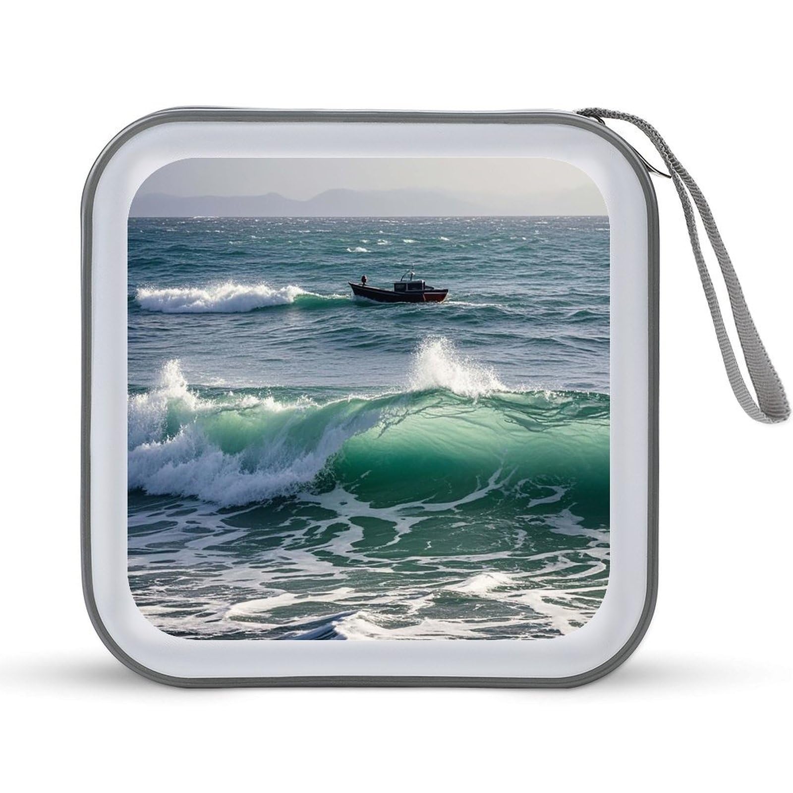 LZQPOEAS Smooth Sea View CD Case DVD Case Holder Wallet 40 Capacity Hard Plastic CD/DVD Portable Storage Binder Zipper DVD Disc Cases CD Storage Organizer Holder for Car Home Office