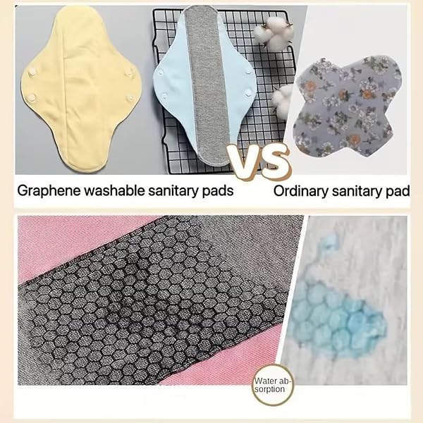 6 pièces Protege slip lavable réutilisables en coton, en graphène, matériaux en graphène, coton reutilisable lavable, pour les règles et la prévention des fuites urinaires, évitent les pertes d'urine - 2