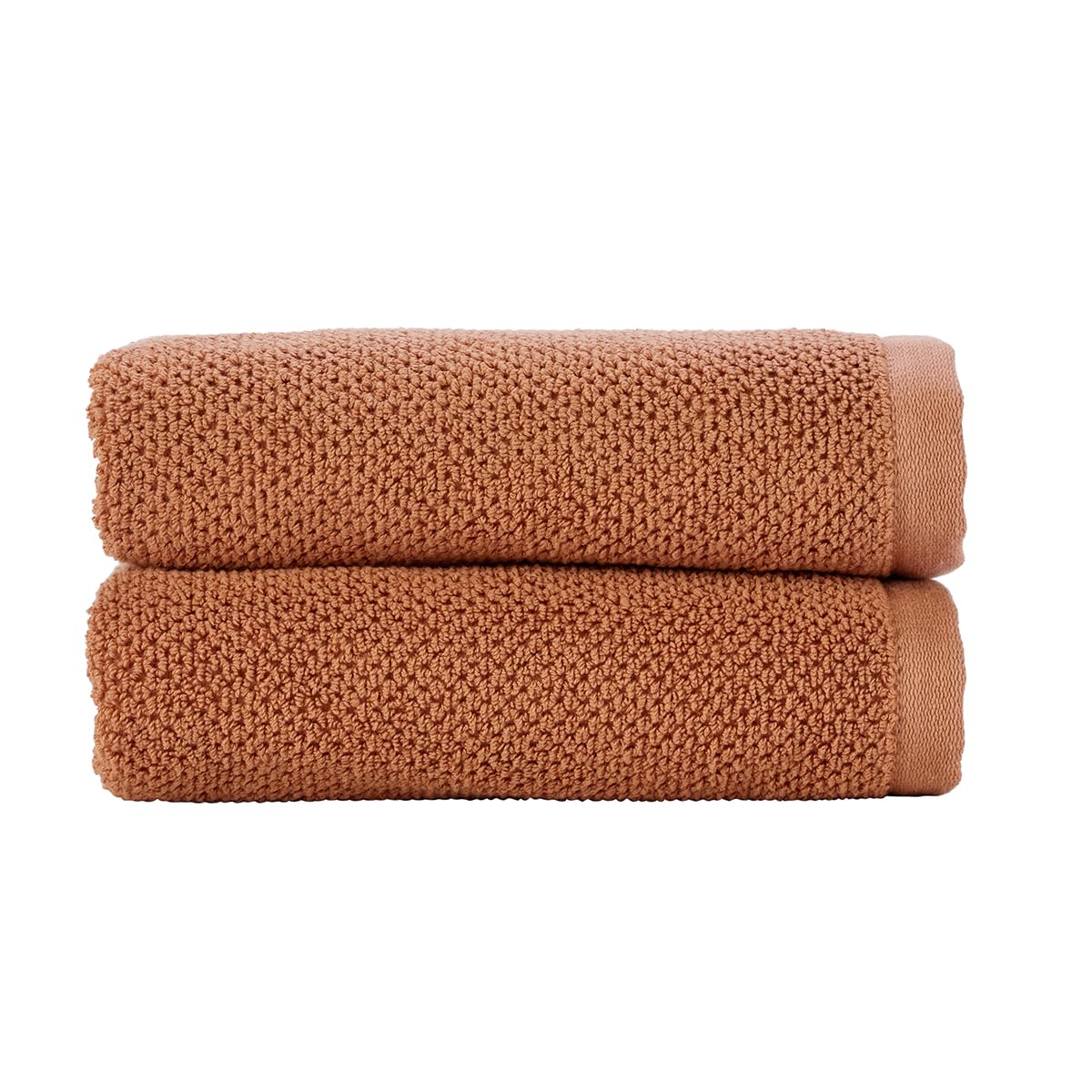 Christy Brixton Hand Towel Set | Pack of 2 | Invigorating Textured Finish | Super Absorbent | Luxury Bathroom Towels | Terracotta Orange Brown
