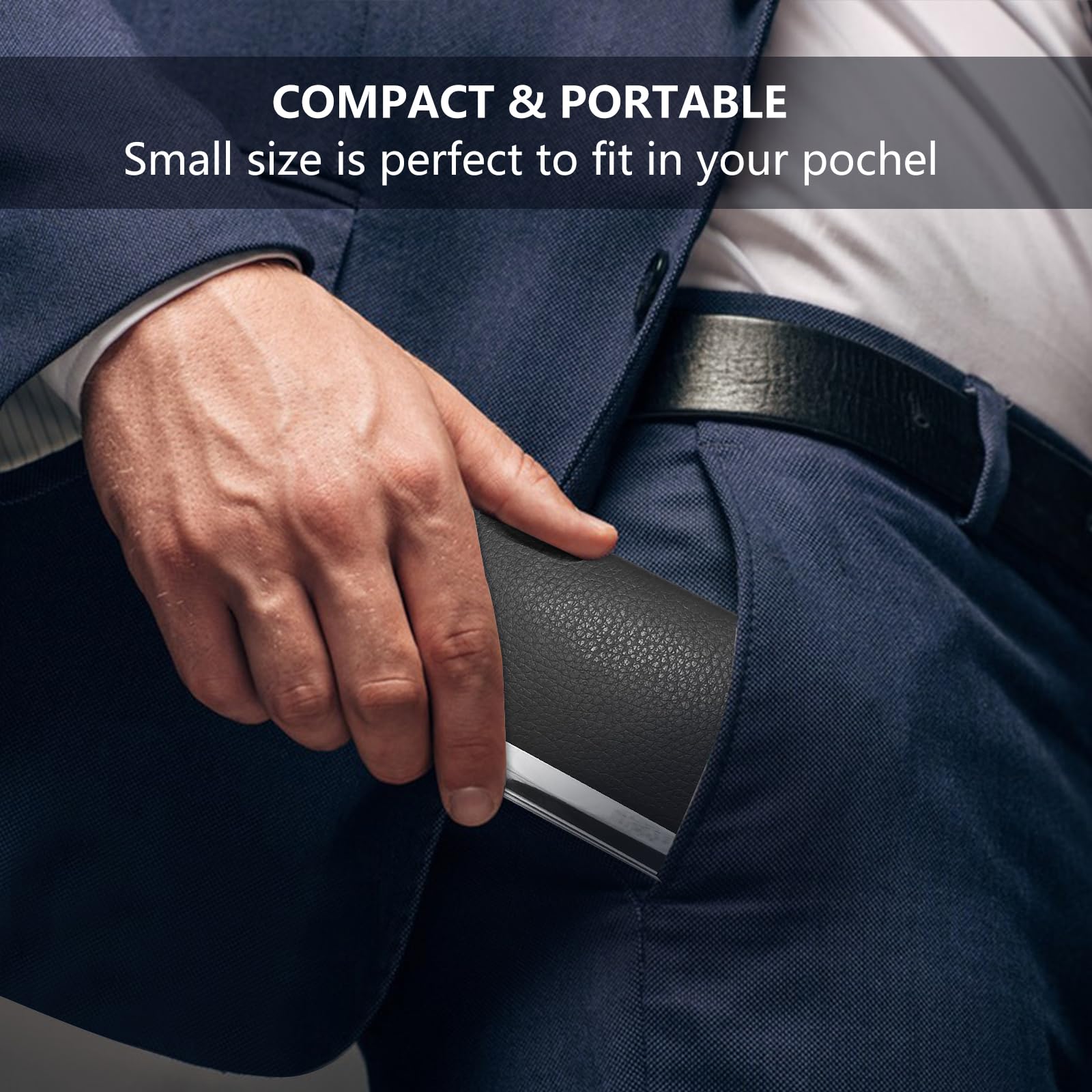 2 Porta Biglietti Da Visita In PU - Custodia Con Chiusura Magnetica - Nero E Caffè - Porta Carte Orizzontale E Verticale