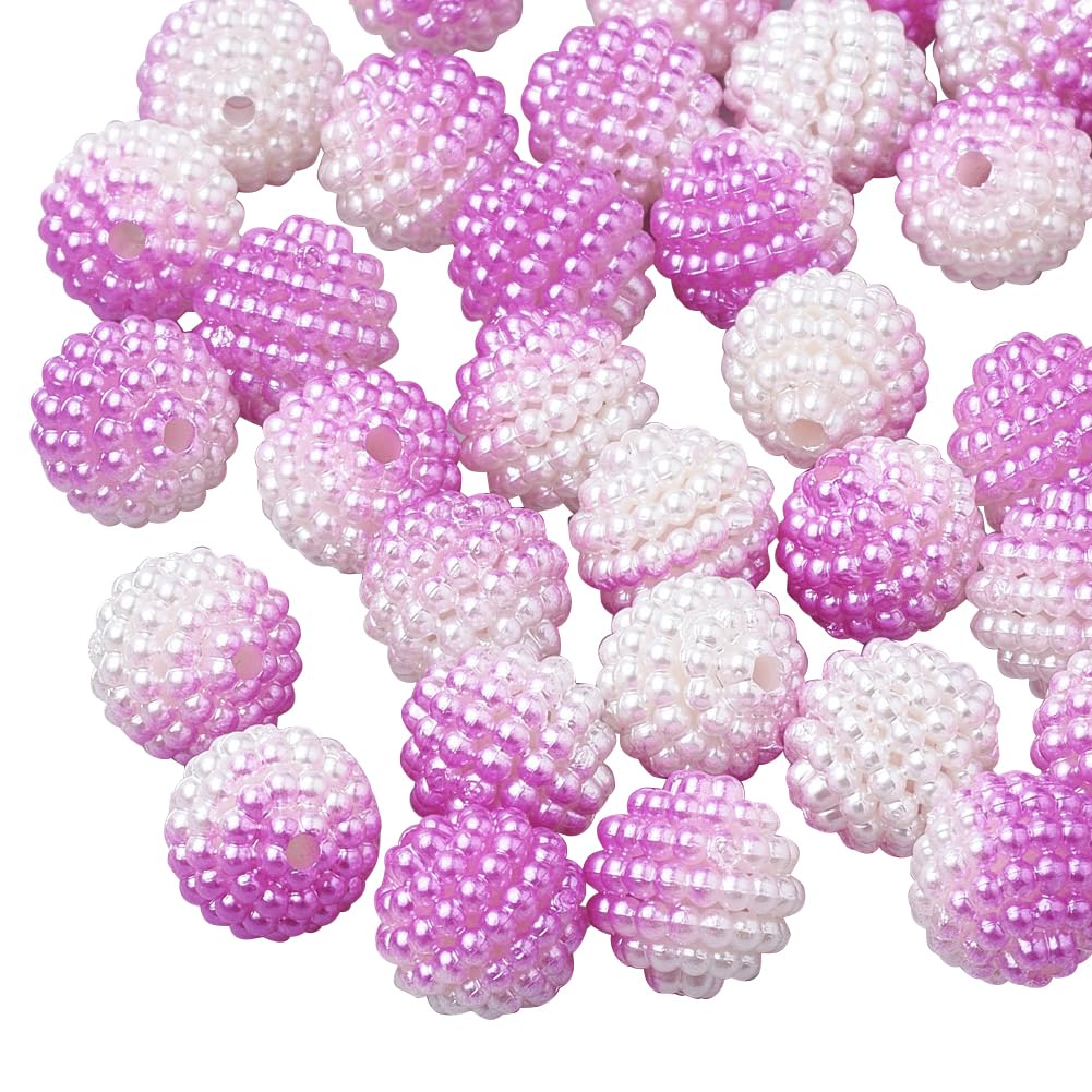 Cheriswelry 200Pcs Imitation Pearl Acrylic Beads Magenta Berry Beads 10mm Round Combined Beads Rainbow Gradient Pearl Beads for Jewelry Making