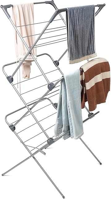 FB FunkyBuys Cloth Drying Rack - Indoor 3 Tier Expandable Clothes Airer | Laundry Drying Rack | Indoor Foldable Clothes Horse | Towel Rack | Folds Down For Easy Storage