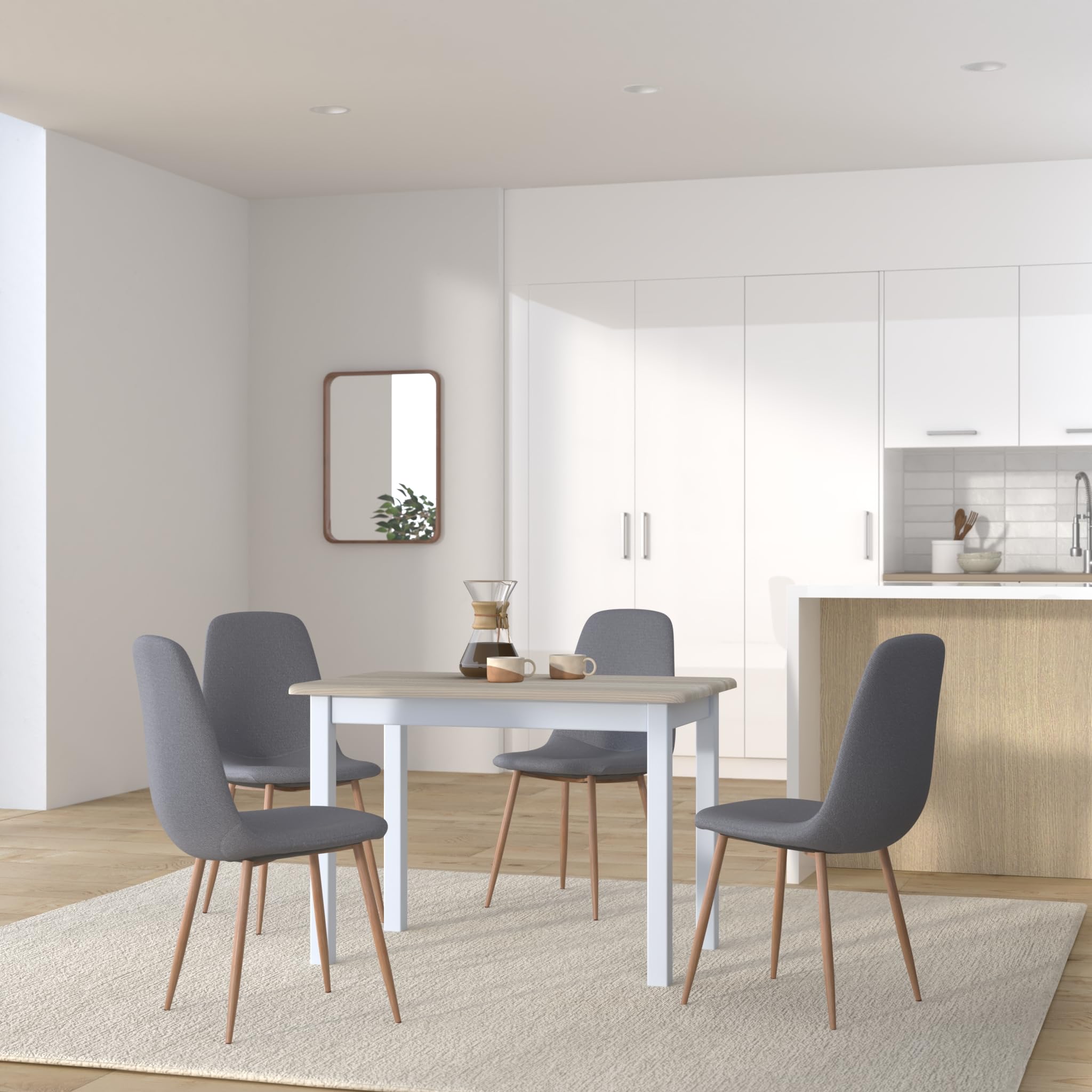 k koma - Mesa de comedor de madera maciza de pino, lacada, color: blanco/miel (60 x 100 cm)