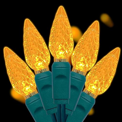 Miniatura 8 de 50 luces LED C6 de Navidad con certificación UL, bombillas de Navidad C6 de fresa, tira de luces LED para exteriores para jardín, patio, árboles,