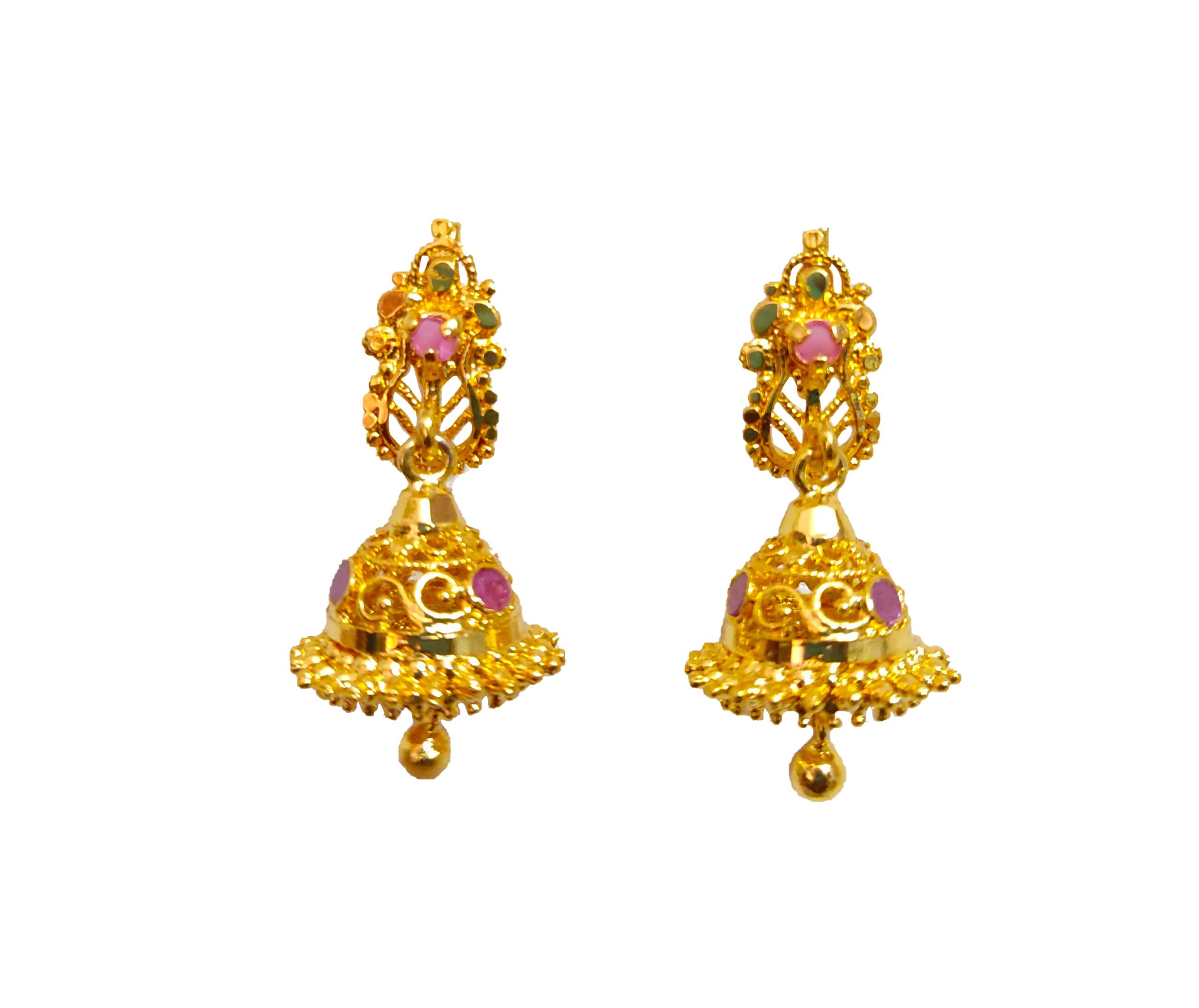 GenericNakshatra Fashion Jewellery- Traditional Temple Jewellery One Gram  Gold Ethnic Brass Stylish South Indian Ruby, Emerald Jhumka Earrings