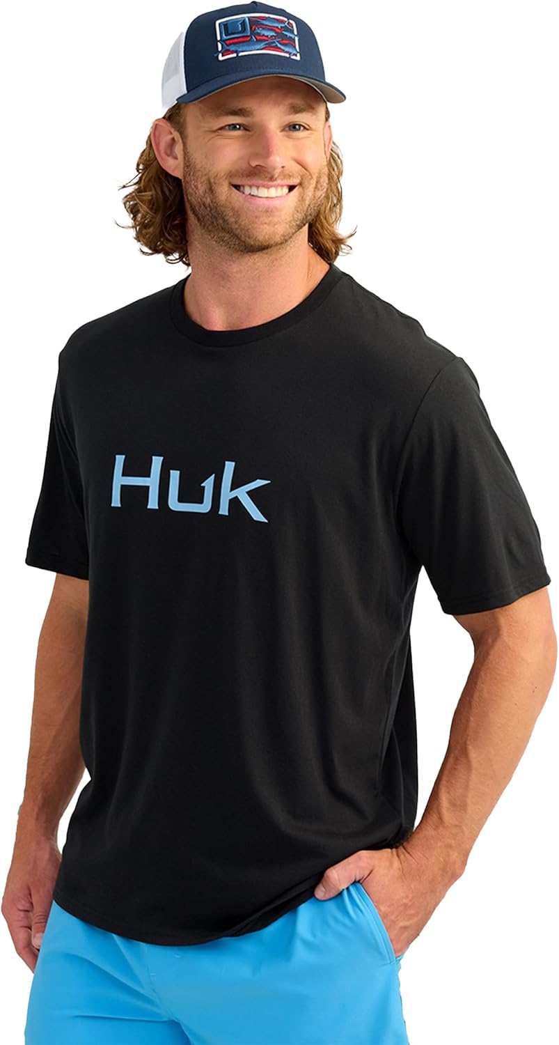 HUK Mens Performance Fishing Logo Tee, Short Sleeve, Quick-Dry