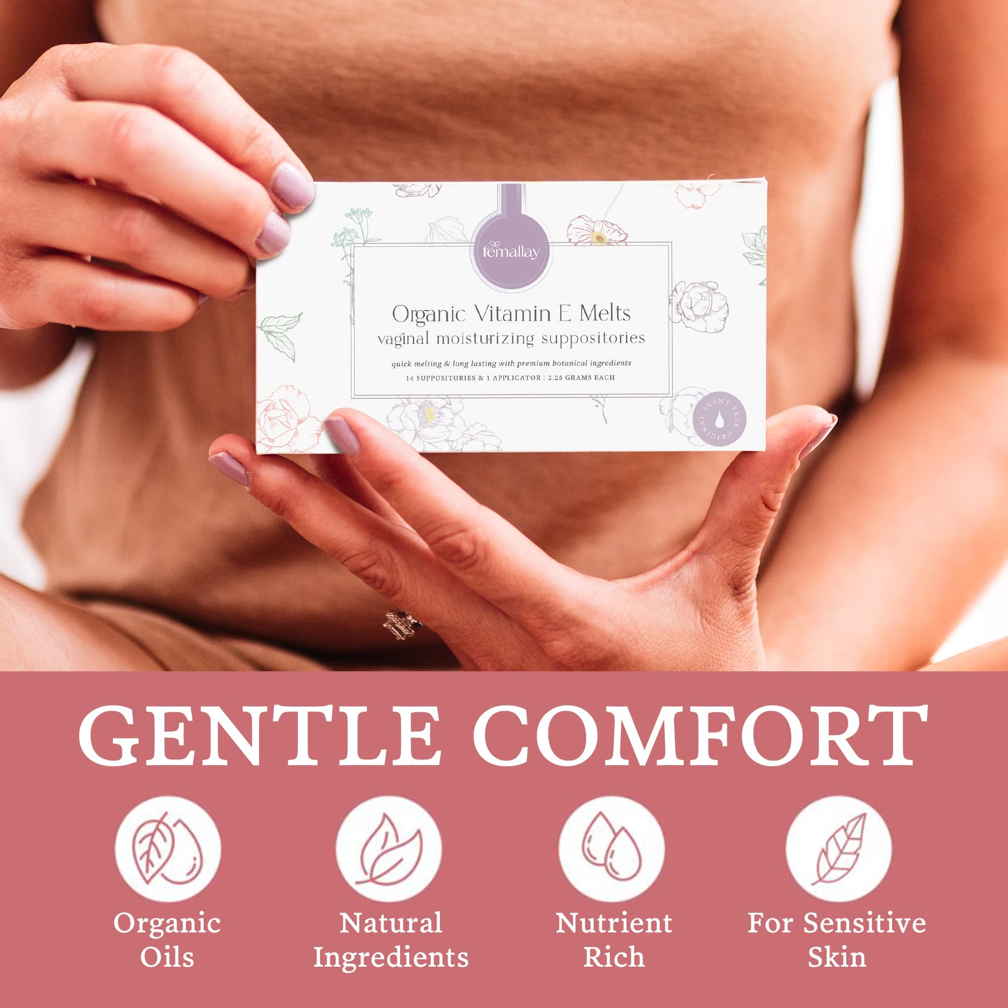 Femallay Vaginal Moisturizing Suppositories With Organic Vitamin E Melts