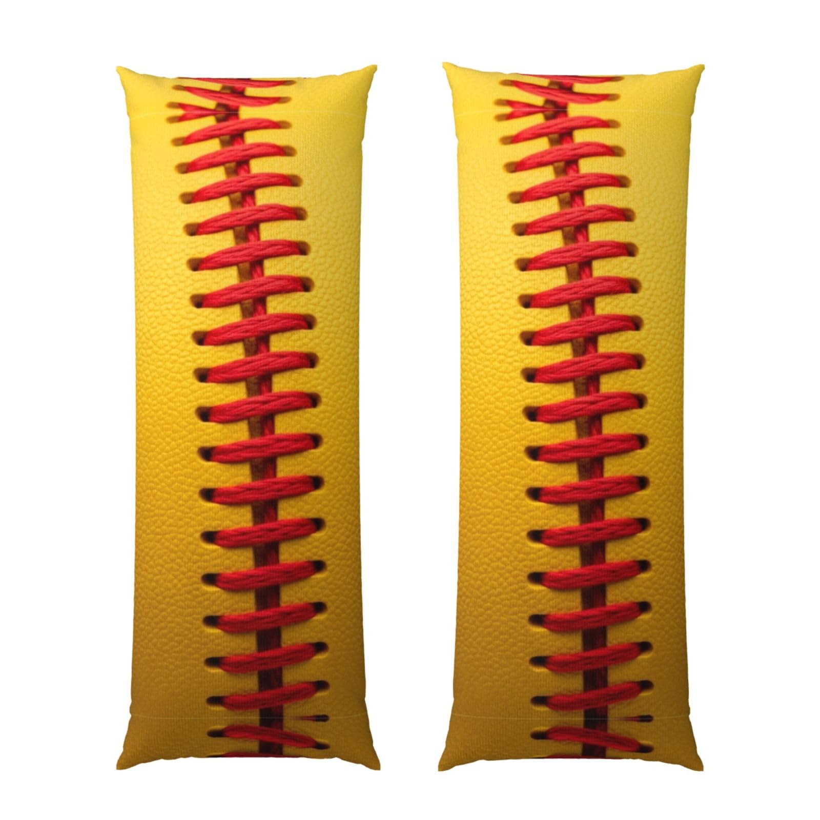 Body Pillow Protector 20x60 American Red Line Yellow Softball, Ultra Soft Zippered Pillow Cover, Breathable Cozy Fabric, Machine Washable for Bed Sofa Couch