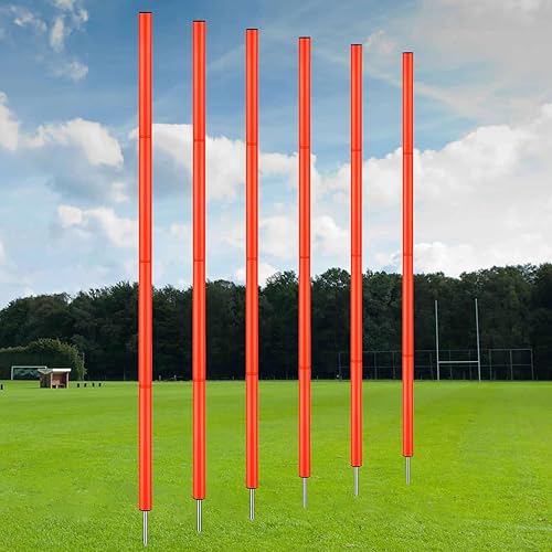 Vista 5 de TOBWOLF 6PCS 6FT Adjustable Soccer Agility Training Poles, Detachable Sports Training Speed Sticks, Slalom Training Agility Pole Set, Outdoor Speed