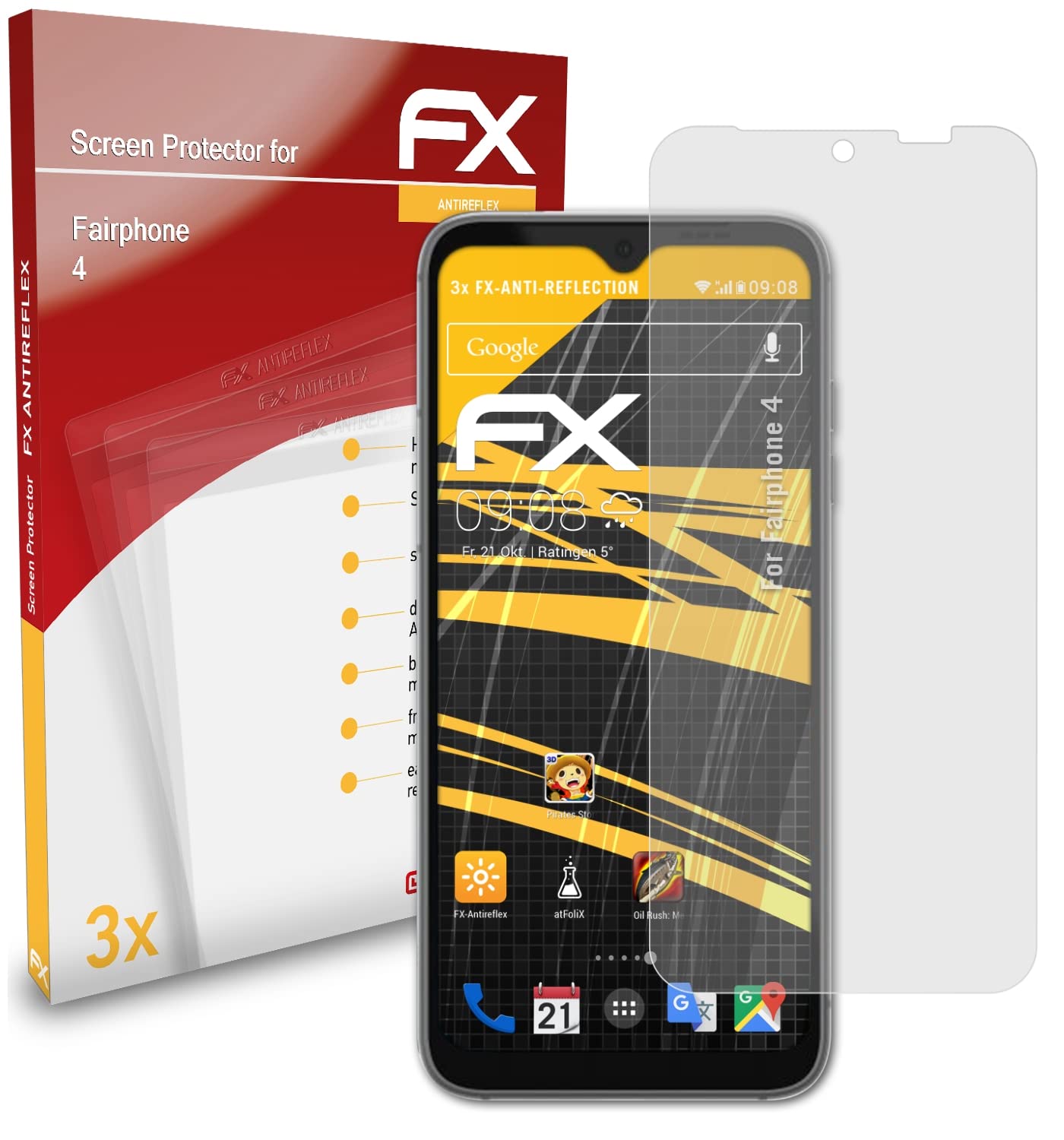 atFoliX Screen Protector compatible with Fairphone 4 Screen Protection Film, anti-reflective and shock-absorbing FX Protector Film (3X) - Image 3