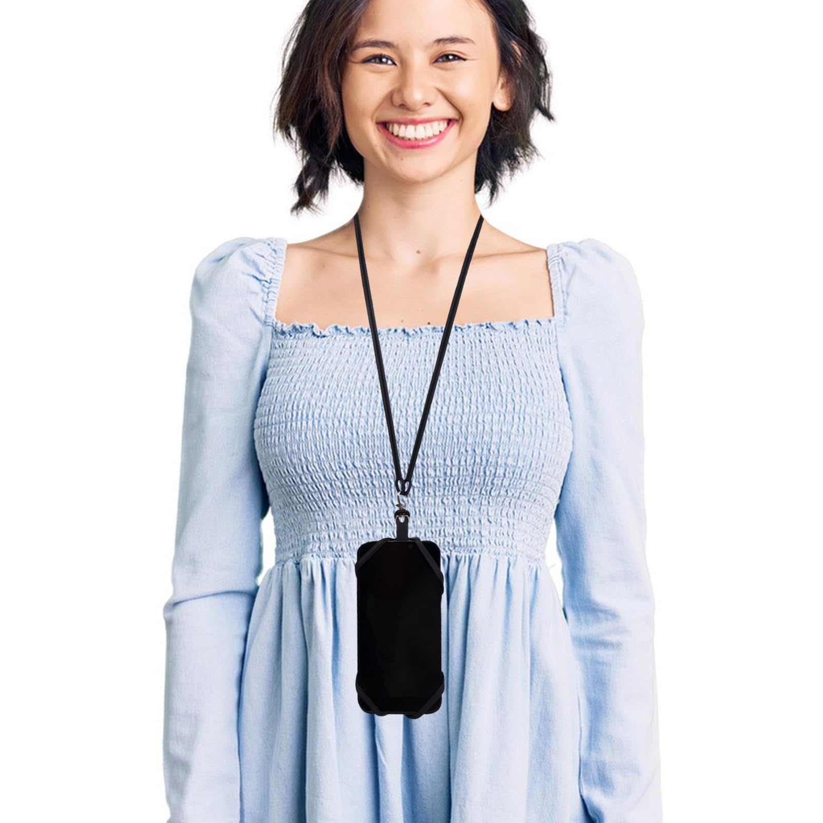 Gadpiparty Handy-lanyard-hülle Auto Einziehbar Pro Finger Band Handyzubehör Handyhalterung Handytasche Praktisch Handyhalter Um Den Hals Telefonhalter-lanyard Kieselgel Black
