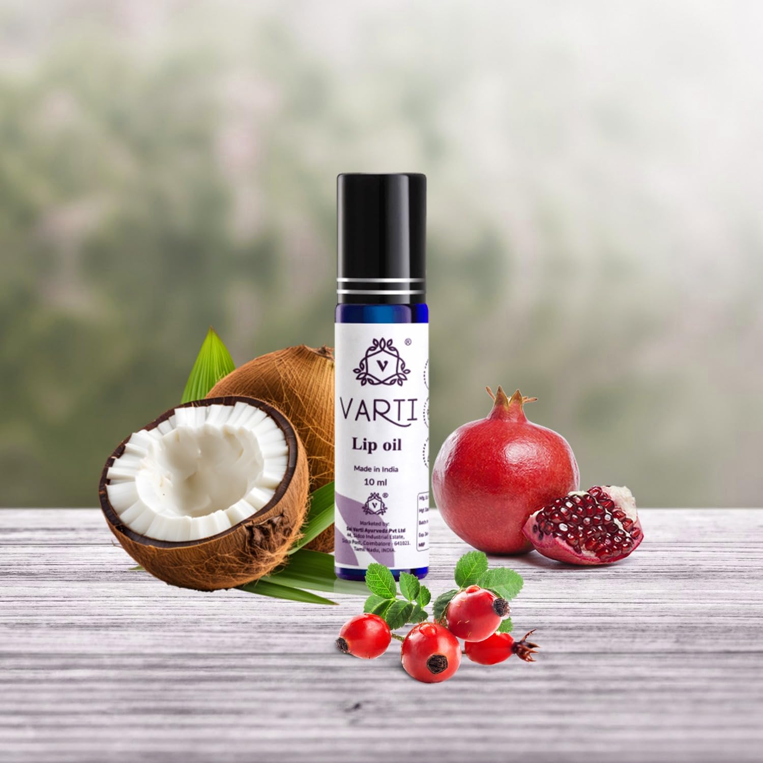 Varti Lip Oil Roll-On 10ml, Glossy & Smooth Lips, Non-Sticky, Non-Greasy, 100% Natural and Chemical-Free, Sulphate & Paraben-Free for Soft, Plump Lips, Nourishing & Hydrating