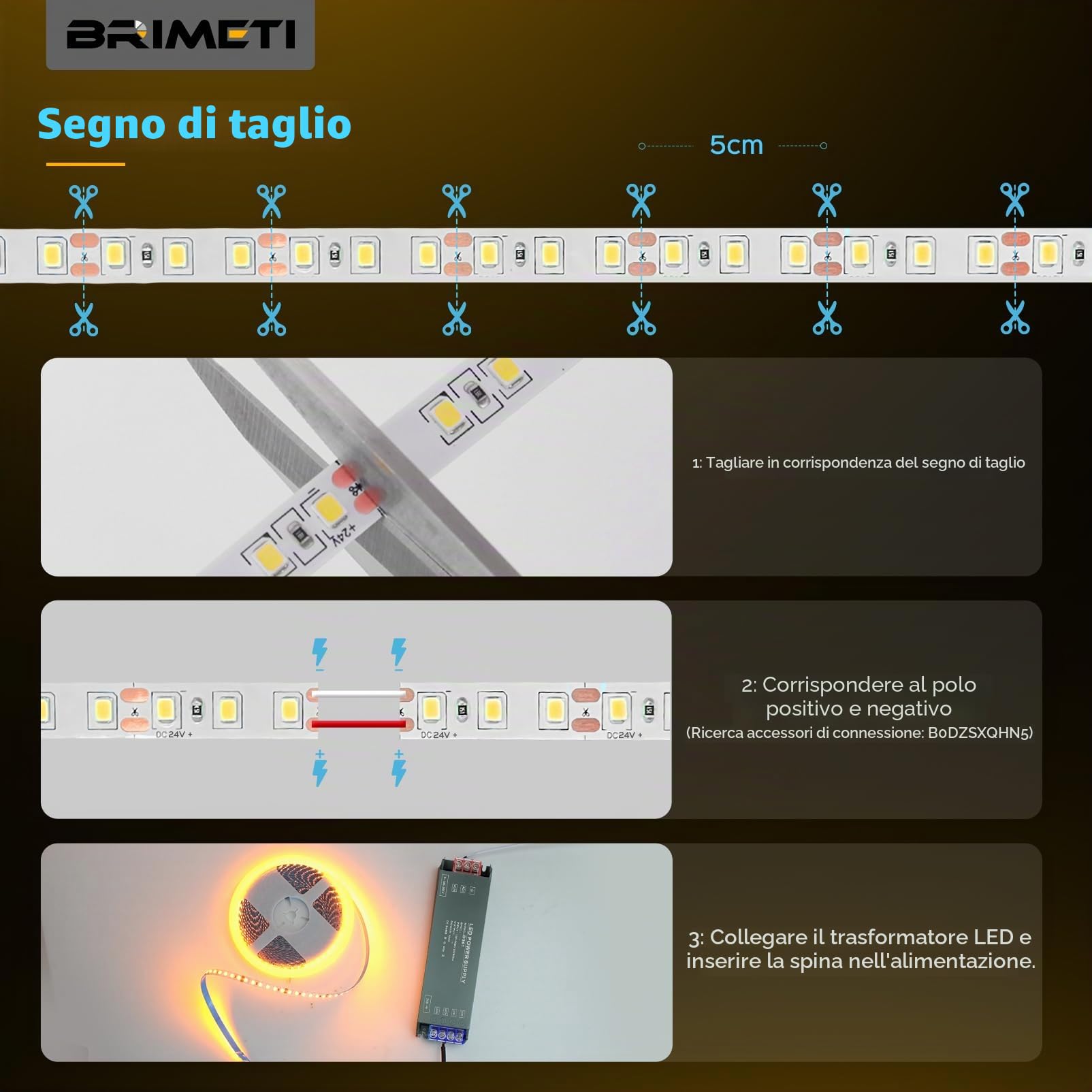 Striscia LED 24V 20Metri, Luce LED Interno 6000K Bianco Freddo Strisce Nastro SMD2835 120LED/m Luminoso, Larghezza 8 mm, per Cucina, Soggiorno, Bar Feste (Senza Alimentatore)