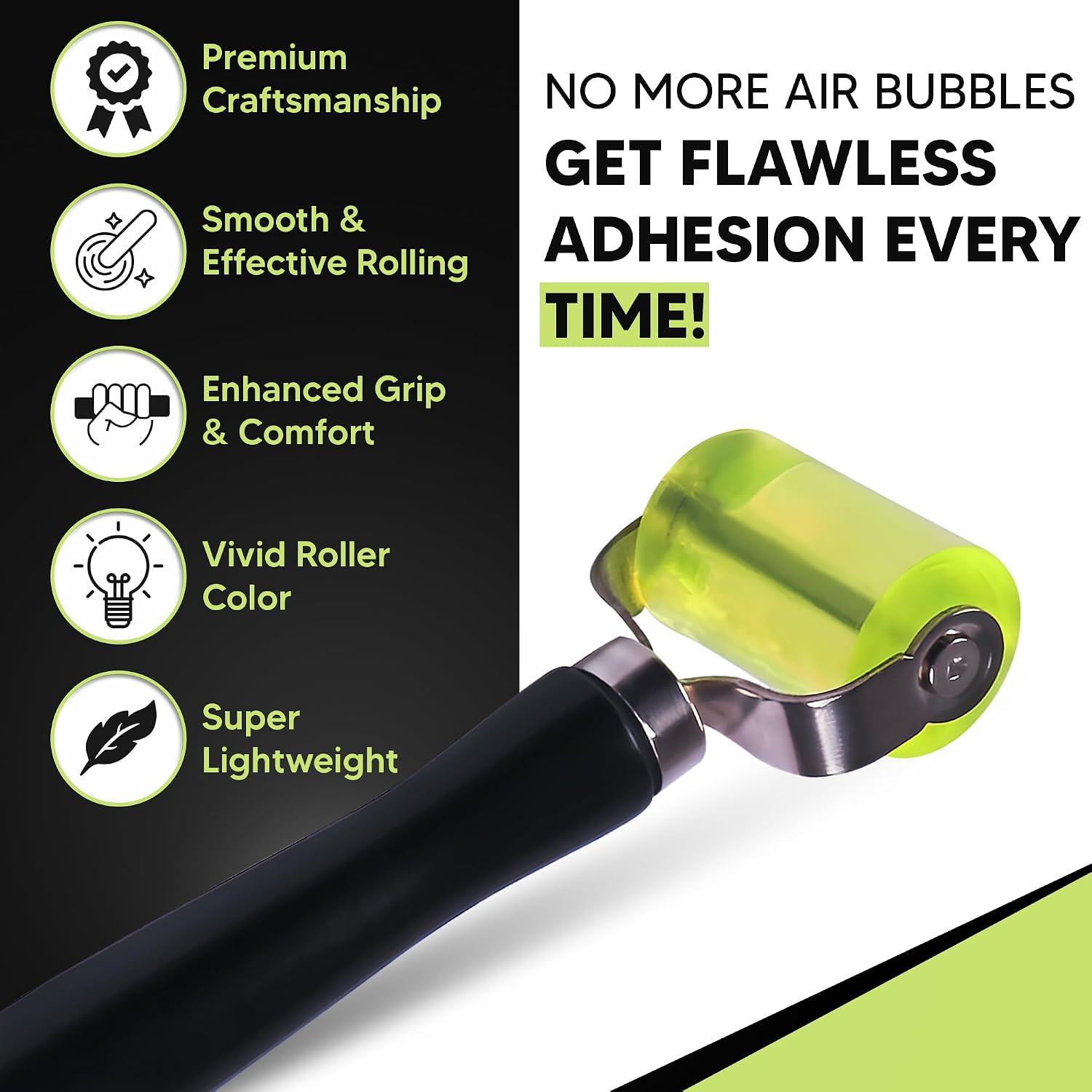 SoundSkins SSK-Roller Sound Dampening Installation Tool - Polyurethan Rubber Roller with Wooden Handle - Eliminates Air Bubbles