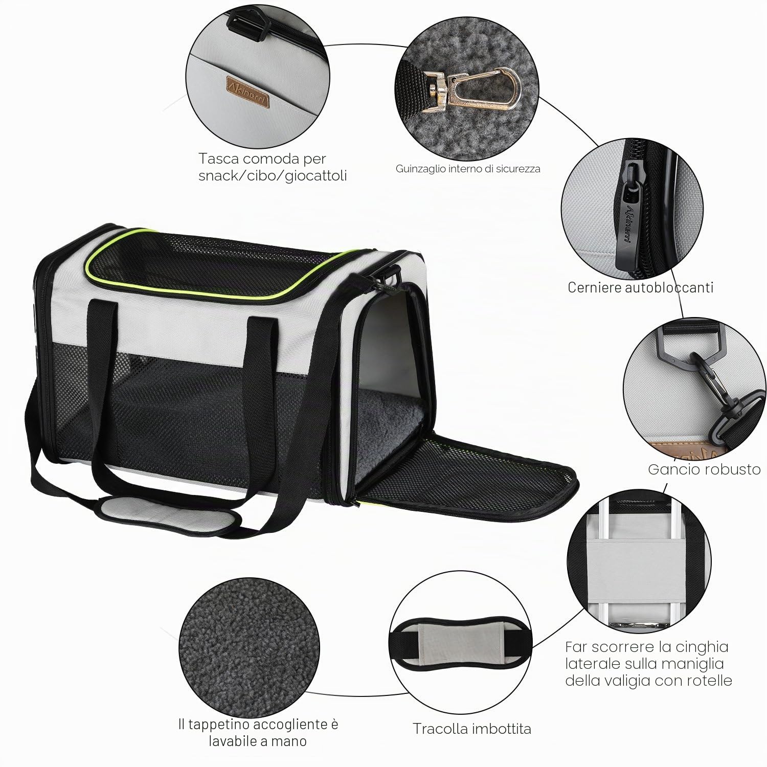 Akinerri compagnia aerea approvato Pet Carriers, morbido lato pieghevole Pet Travel Carrier for Medium cucciolo e gatti