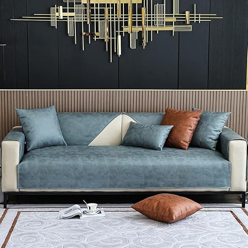 Miniatura 2 de vctops Funda de sofá vintage de piel sintética impermeable, antideslizante, para sofá seccional, para perros, niños y mascotas, protector de muebles