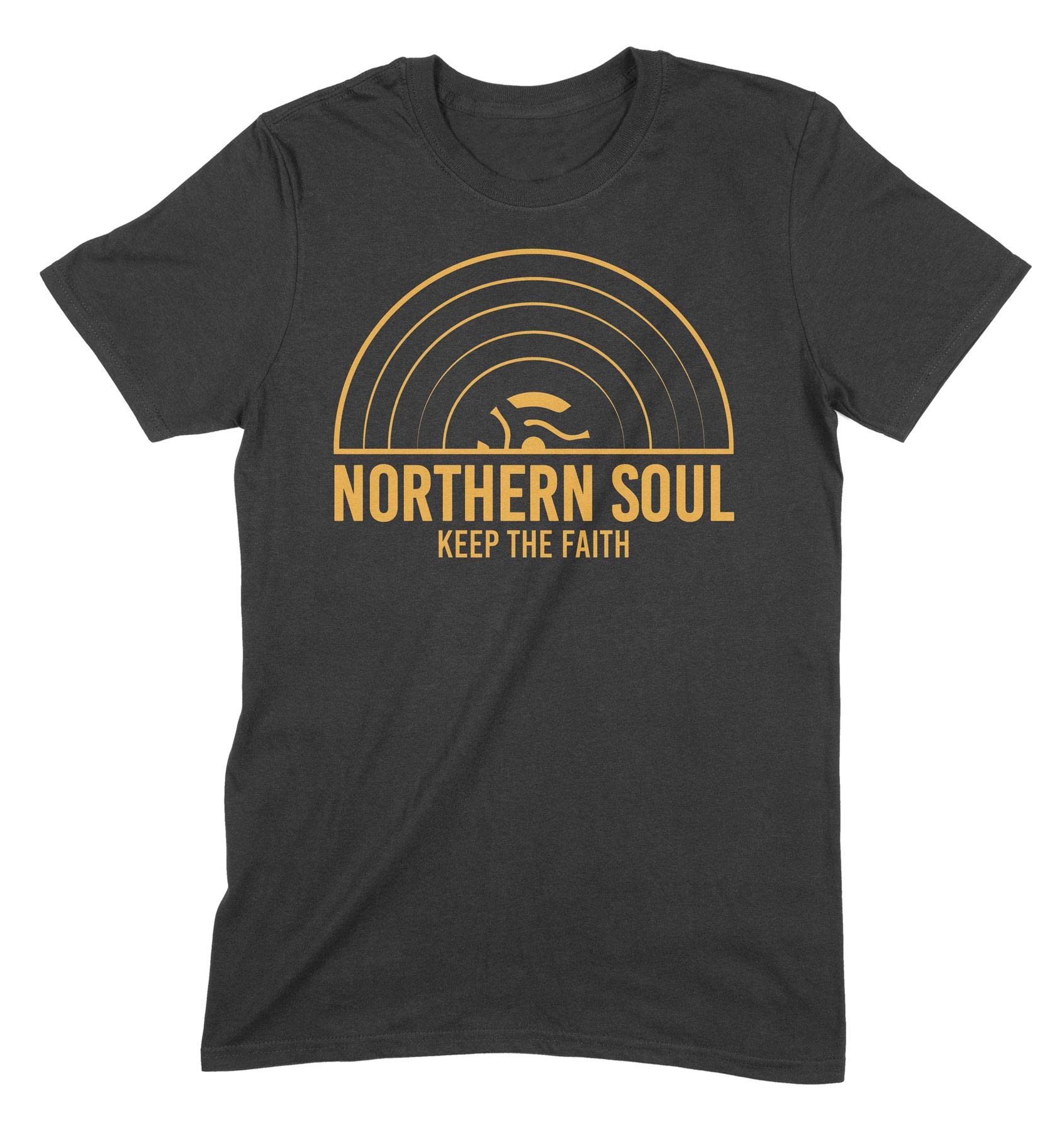 Tribal T-Shirts Men's Black Northern Soul Keep The Faith Record Orange Logo T-Shirt (Xxl, )