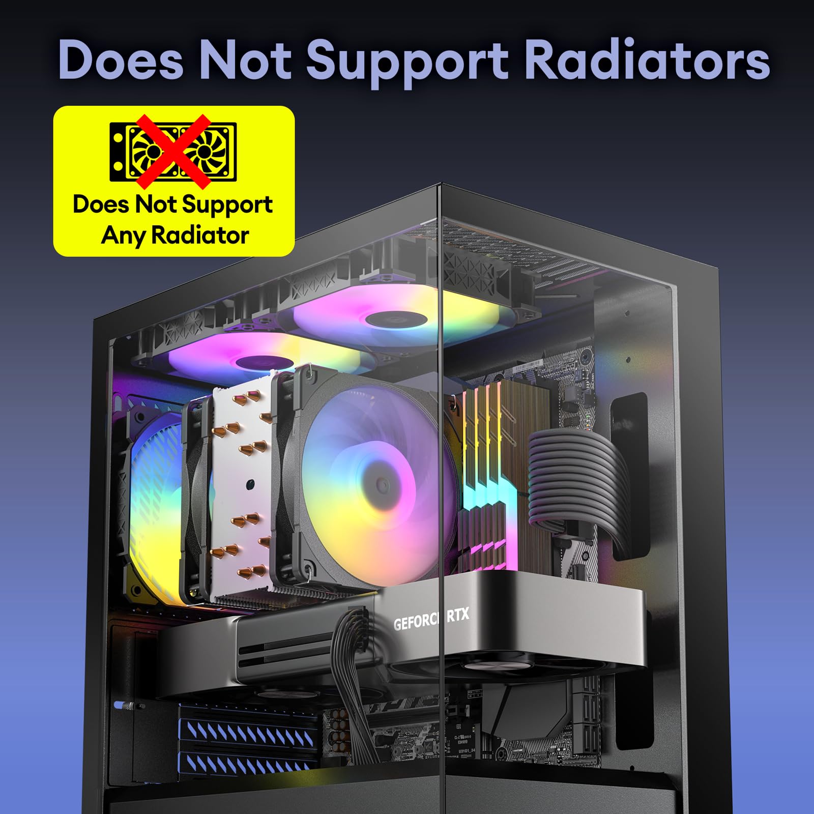 Okinos Aqua UNO - Custodia Micro ATX, senza supporto per radiatore, lunghezza massima GPU 309 mm, frontale e laterale in vetro temperato panoramico a sgancio rapido, ventole ARGB 3 x 120 mm