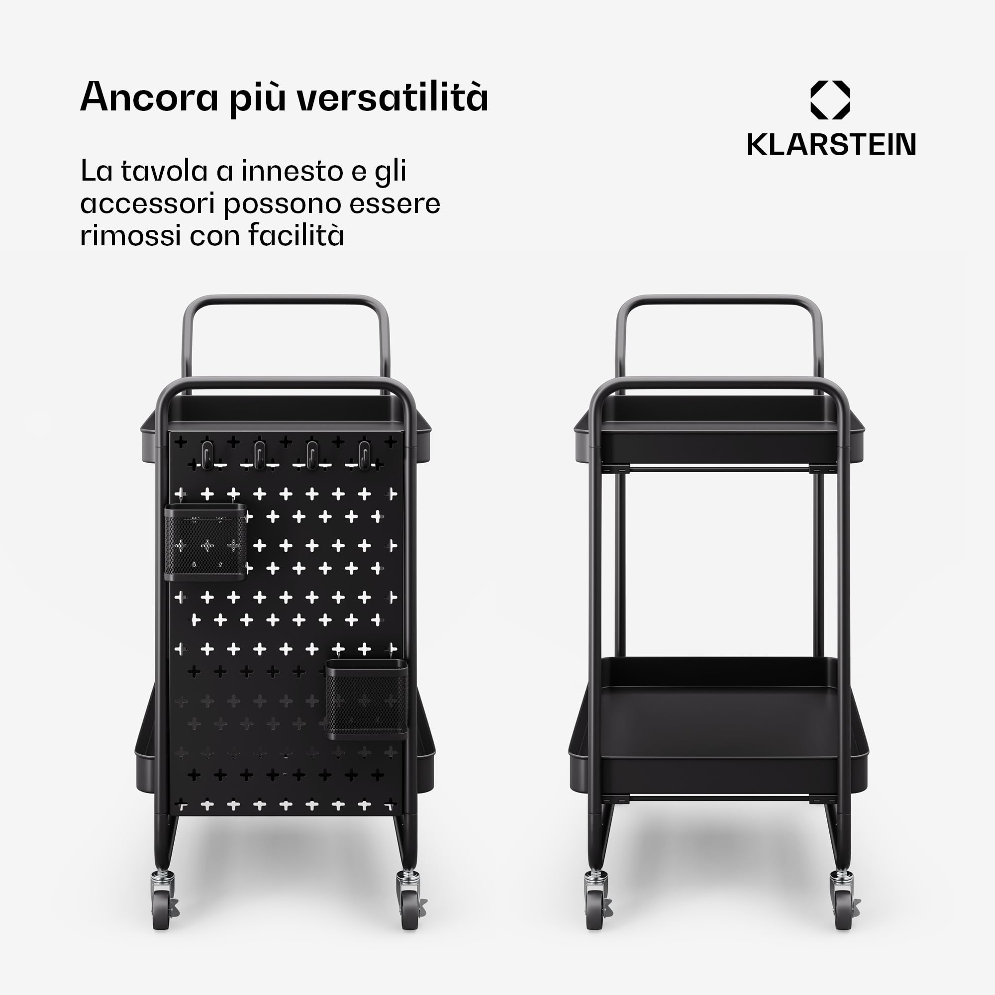 Klarstein Carrello Cucina, Mobiletto Cucina, Carrello Cucina Salvaspazio, Carrello Portavivande, Mobile Cucina Salvaspazio, Carrello Cucina con Ruote e Cassetti, Carrellino Porta Ghiaccio e Frutta