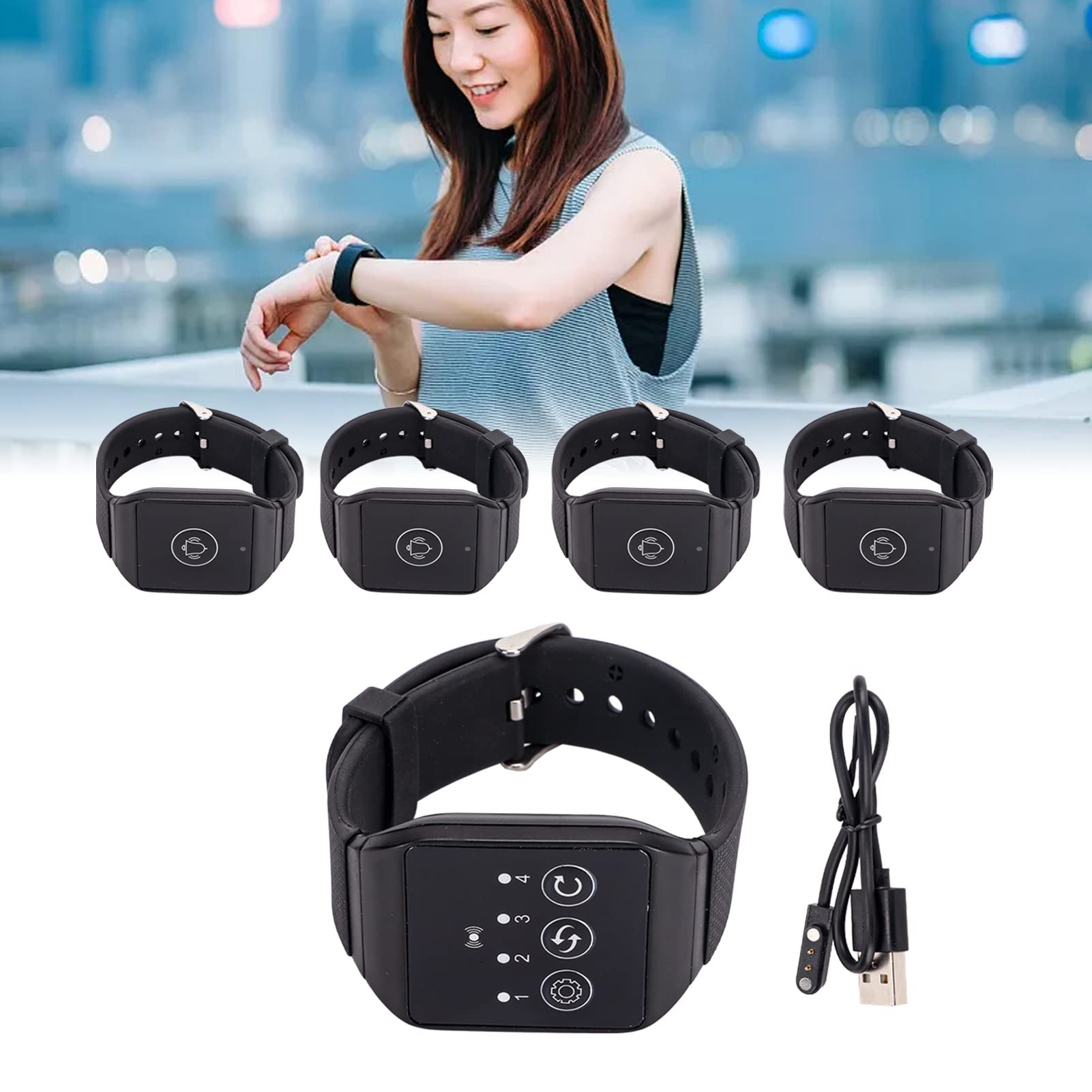 Pager Wireless Wrist Pager Multipurpose IPX7 Waterproof 433.92MHz Watch Pager for Restaurant Paging System (4 for 1) - Image 2