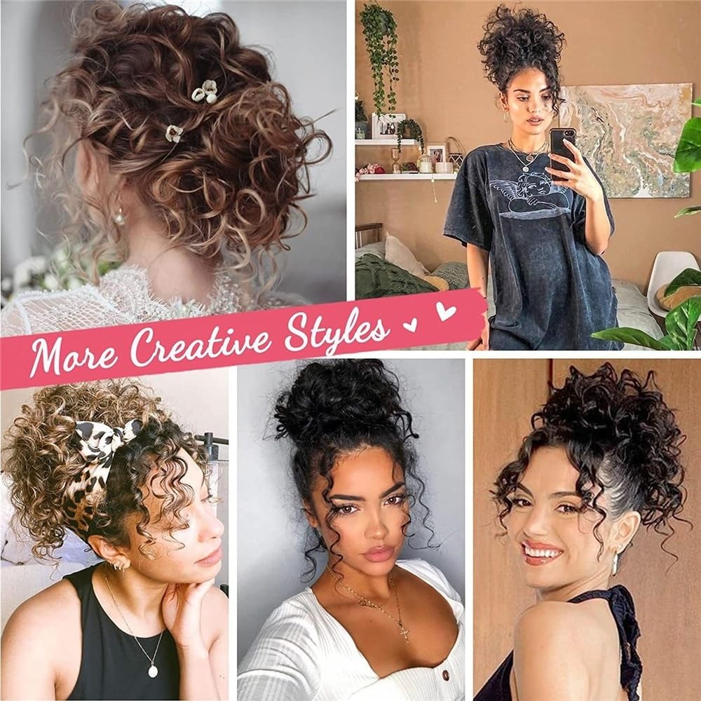Panino per Capelli disordinato Chignon Sintetico spettinato, Coulisse Corta, Elastico, con Clip, Coda di Cavallo riccia Parrucchino a Coda di Cavallo per l'uso Quotidiano(4M33)