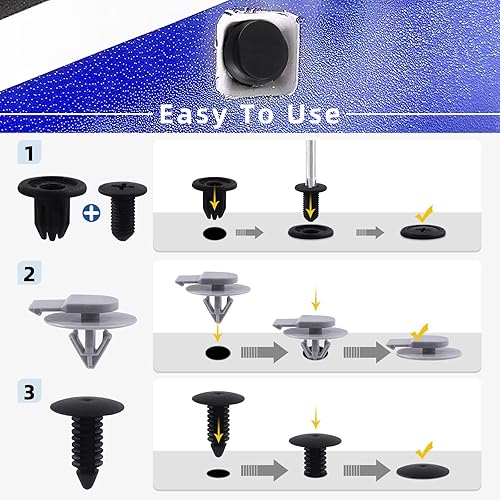 Miniatura 6 de Glarks Juego de 130 clips de retención de empuje de automóvil de 8 estilos, clips de moldeo basculantes de nailon para parachoques de automóvil,