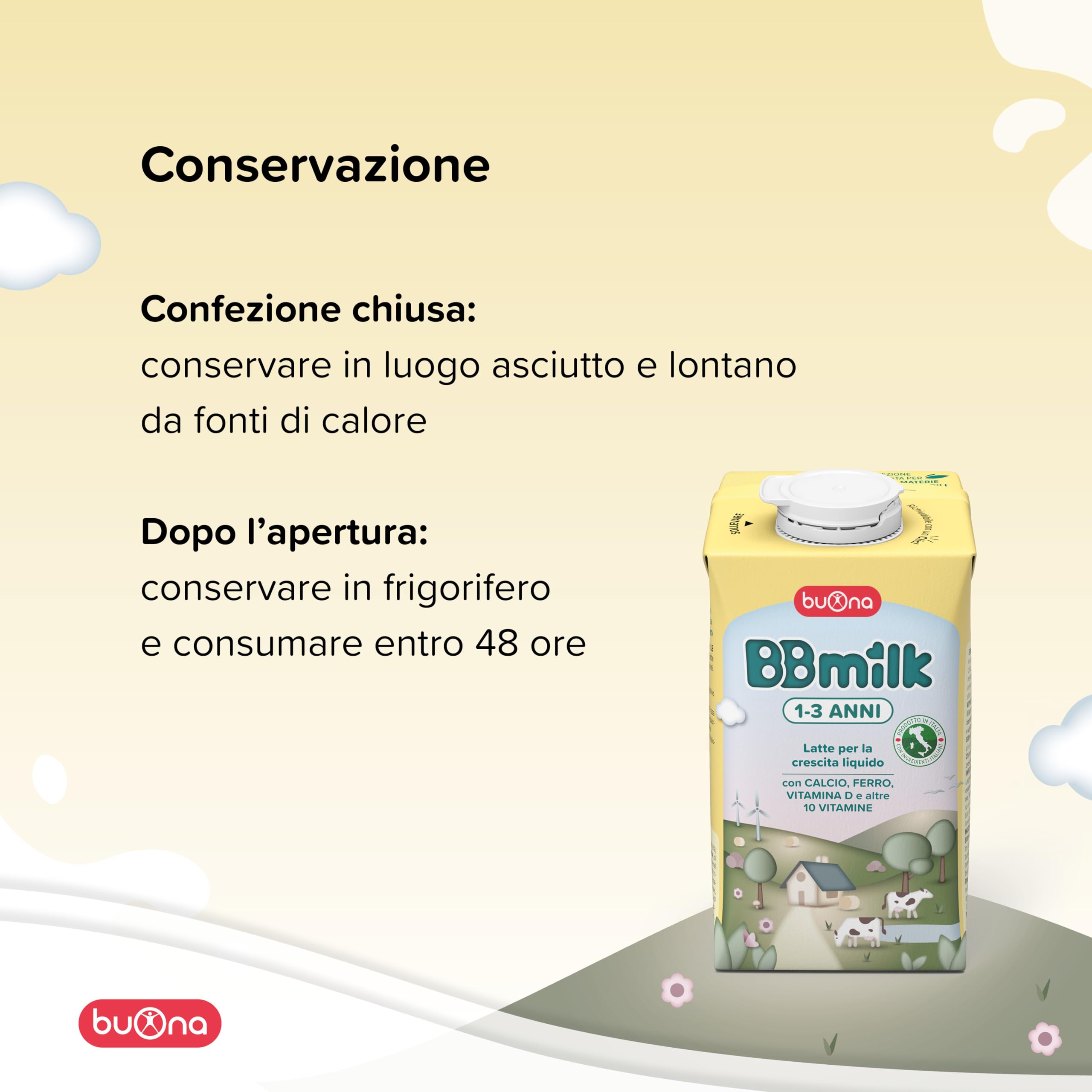 Buona Bb Milk 1-3 anni Liquido Alimento a Fini Medici Speciali per Lattanti Coliche, Stipsi e Disturbi Gastrointestinali Minori Con Postbiotico Latte 1 Liquido Pronto all’Uso dalla Nascita