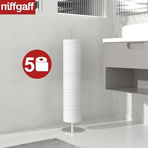 Miniatura 2 de Soporte de papel higiénico de níquel cepillado para almacenamiento de papel higiénico de baño, soporte de papel higiénico independiente de acero