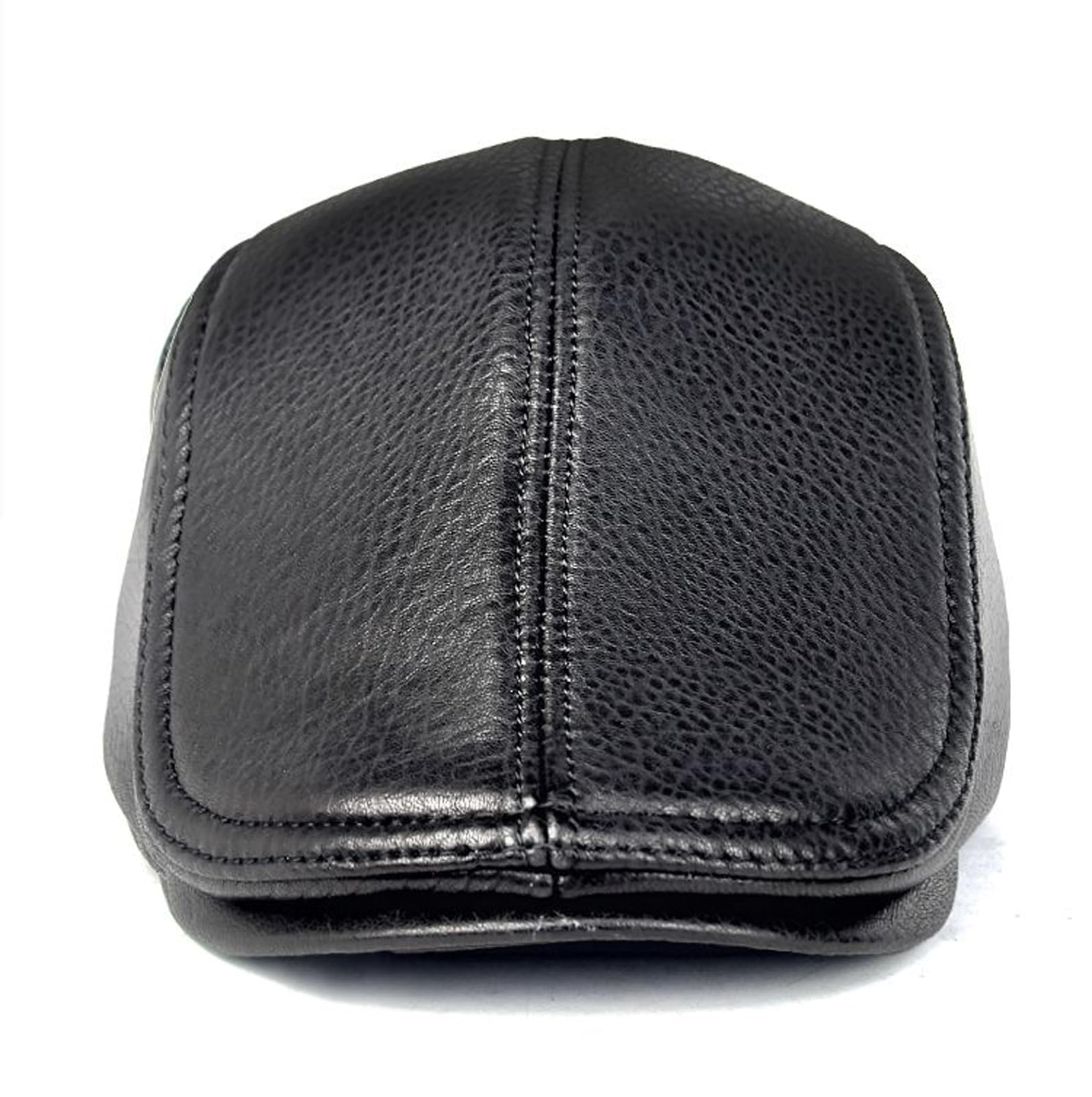Cappello da Strillone da Uomo in Vera Pelle di Pecora per Guida，XXL_59-60cm | Fascia Elastica con Grana Naturale di Montone a Vista, Adatta per Uomo, Ideale per Pesca, Guida e Passeggiate in Città