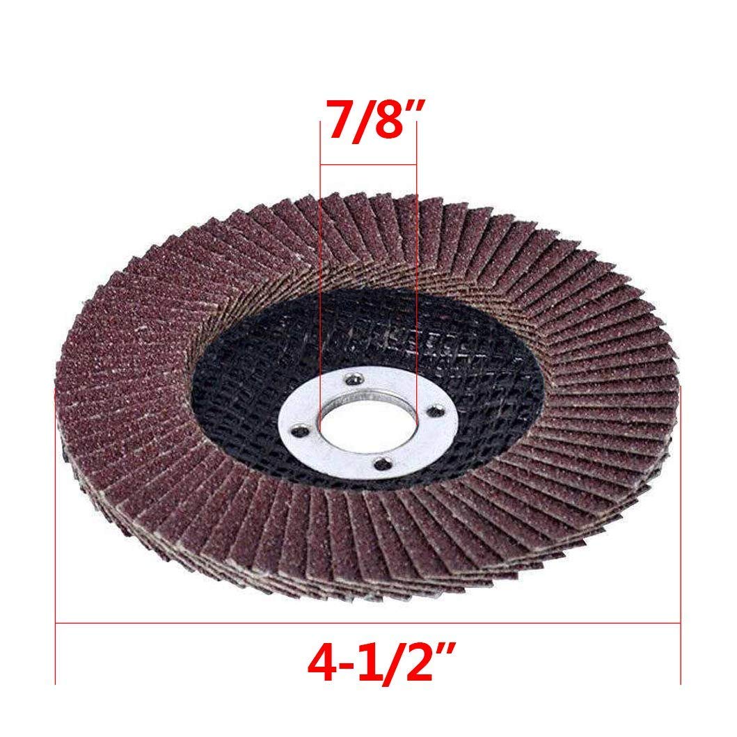 Discos de solapa, 40 unidades de discos de molienda de grano 60 de 4.5 pulgadas, 4 1/2 ruedas de lijado surtidas, abrasivos de óxido de aluminio, disco de amoladora