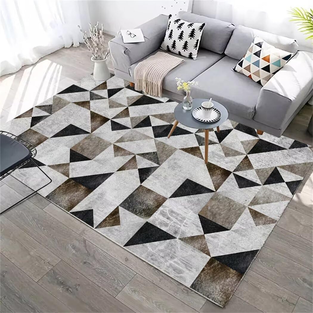 Tapis chambre ado gris 60x120 cm à motif géométrique moderne