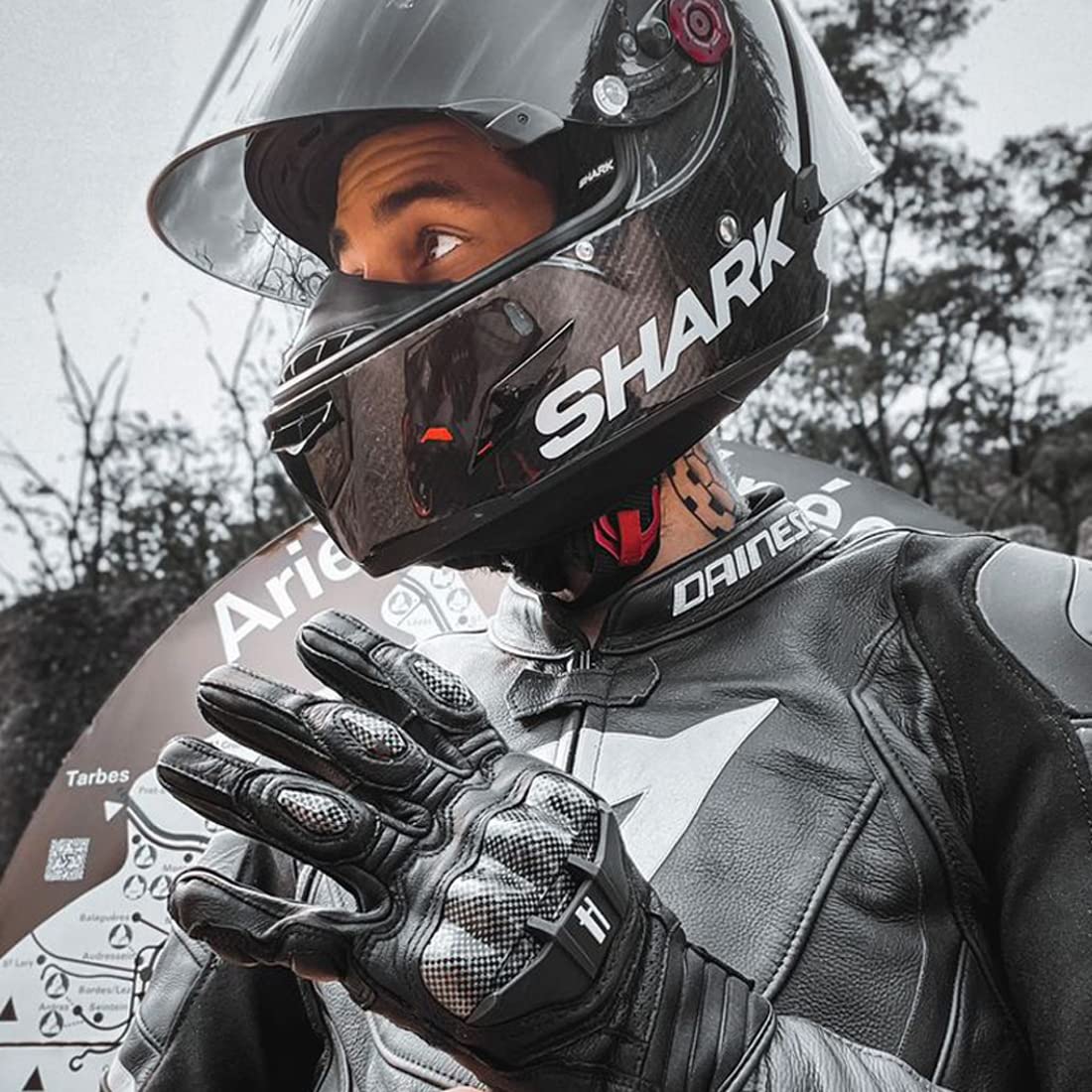 Harssidanzar Motociclette in pelle per uomo donna,Motociclette Powersports guanti da KM046EU