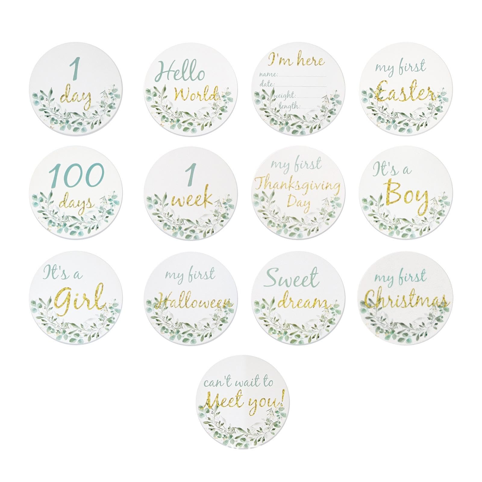 13 Pieces Monthly Milestone Discs Acrylic Milestone Discs Infant for Newborns, Expectant Parents-image-8
