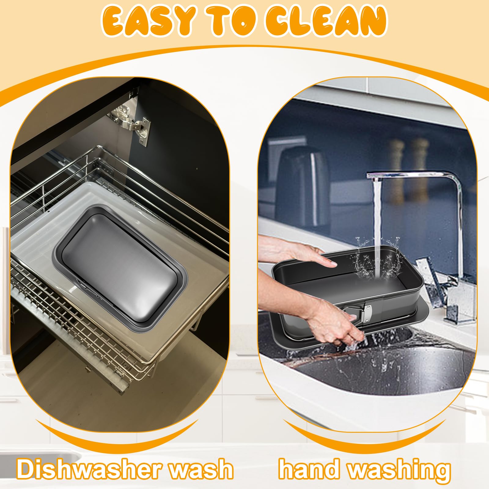 Stampo Apribile Rettangolare 28x40 CM, Tortiera Rimovibile Teglia a Forma Quadrata Acciaio con Rivestimento Antiaderente Tortiera Apribile Stampo Rettangolare per La Cottura di Torte e Dolci