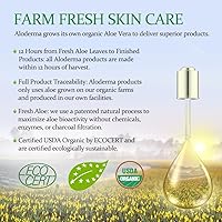 Vista 5 de Aloderma Crema facial hidratante para piel seca hecha con 70% de aloe vera orgánico, hidratación natural con ácido hialurónico y arginina, crema