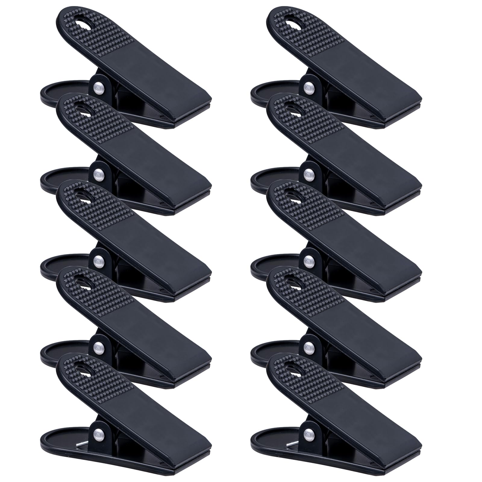 Plastic Clips, Letters Paper Files Binder Bulldog Clip, 58mm Pegs for Washing Line, Luggage Storage, Office, School, Food Sealing, Pack of 10 - Black